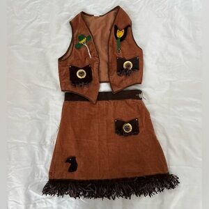 Vintage 1960’s Girls Western corduroy Costume Outfit | Fits Size 8